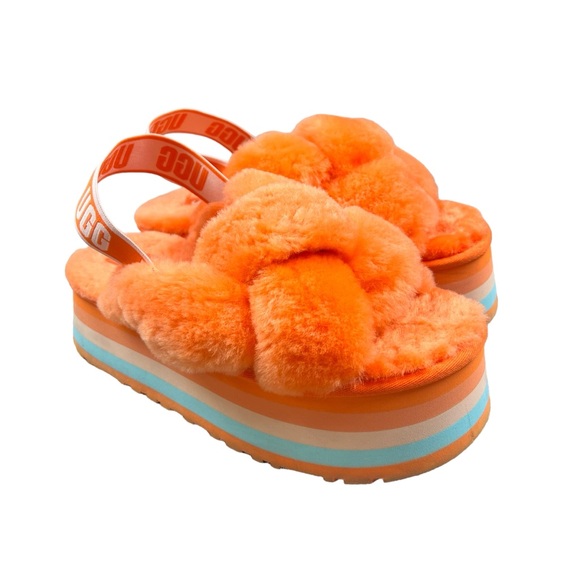 UGG Shoes - UGG Disco Knot Slide in Mandarin women’s fuzzy platform sandals SZ 8
